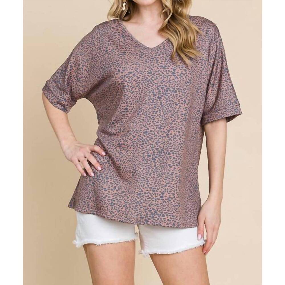 NEW BOMBOM women's v-neck top in mauve